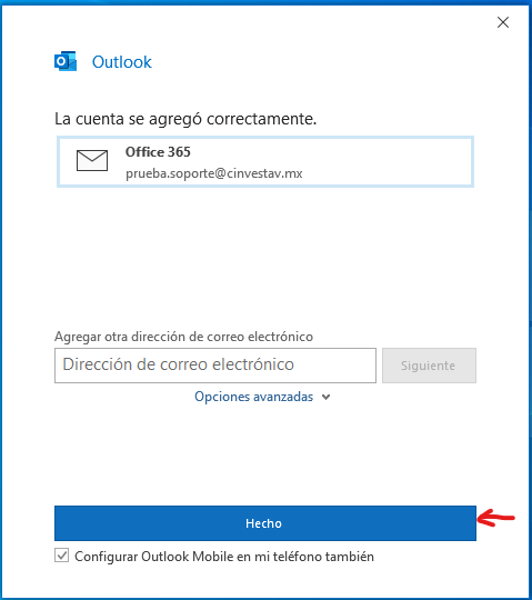 Configuración de Outlook en Office 365