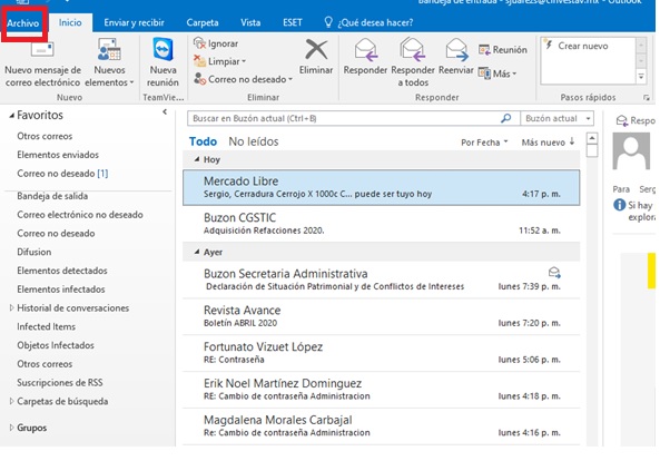 Cómo configuro una cuenta de correo en el programa Microsoft Outlook